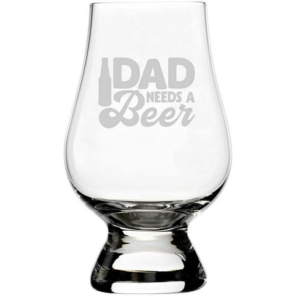 Dad Needs A Beer Father's Day Etched 6.5oz Glencairn Whisky Glass