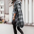 thumbnail image 4 of Plaid Trench Coat Womens Windbreaker Jacket Printed Shirt Zipper Irregular Jacket, 4 of 9
