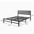 thumbnail image 3 of Syngar Queen Platform Bed Frame, Industrial Style Metal Queen Size Bed Frame with Rustic Vintage Wood Headboard, No Box Spring Needed, Under-Bed Storage Area, Easy Assembly, Noise Free, Black, 3 of 9