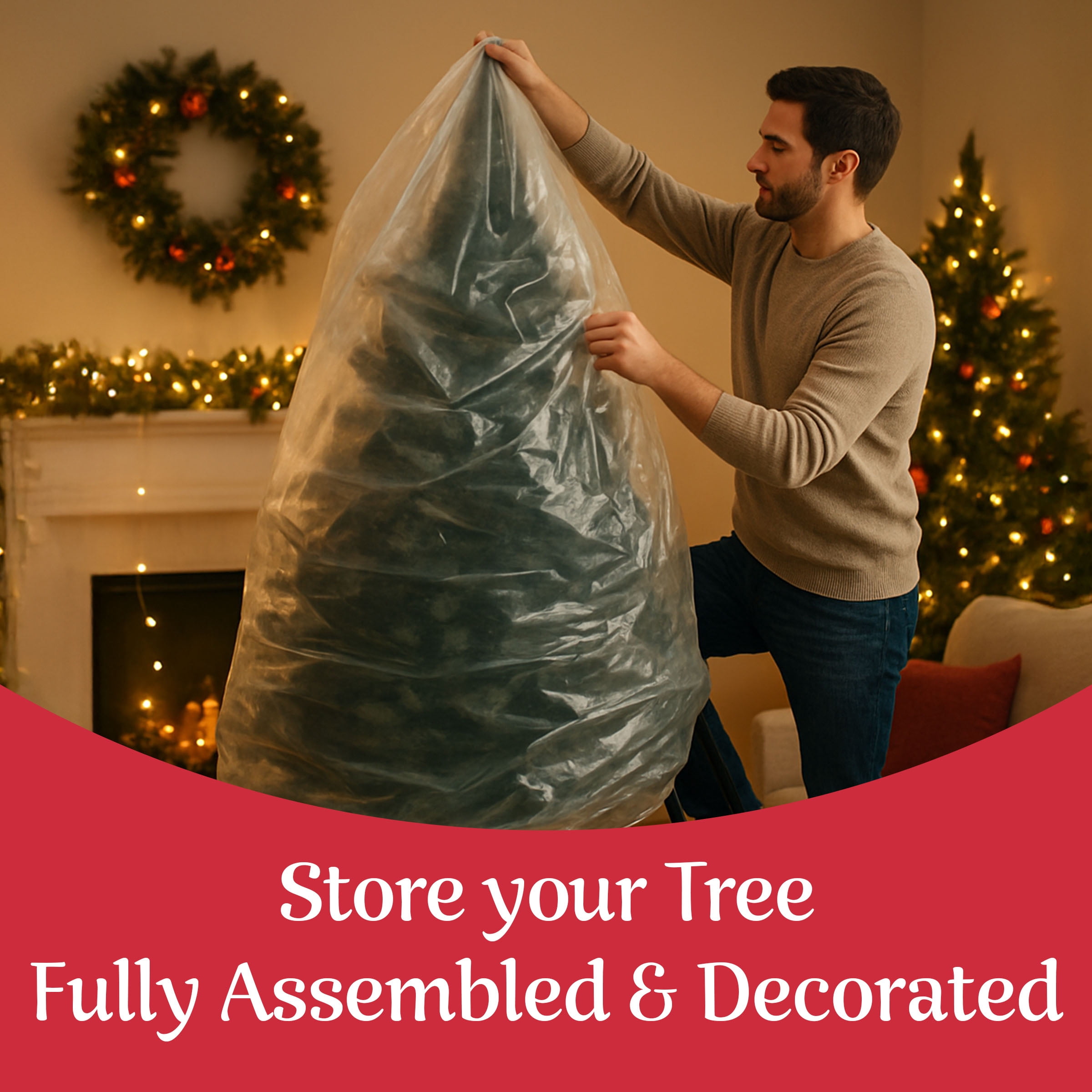 Christmas Tree Storage or Disposal Bag for Upright Trees up to 9 Ft Tall - Use Large Storage Bag for Couches, Mattress, and More by Elf Stor