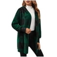 thumbnail image 2 of Sawvnm Plus Size Coat Women Fashion Winter Coat Long Sleeve Plaid Faux Shearling Oversized Jacket Green M, 2 of 8