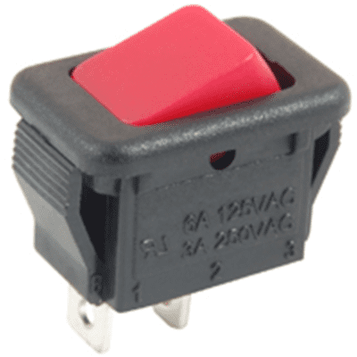 NTE Electronics 54-874 ROCKER SWITCH SPST ON-NONE-OFF 6A 125VAC RED ACTUATOR 