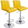 thumbnail image 2 of Modern Square PU Leather Adjustable Bar Stools with Back, Set of 2, Counter Height Swivel Stool by Leopard (Yellow), 2 of 5