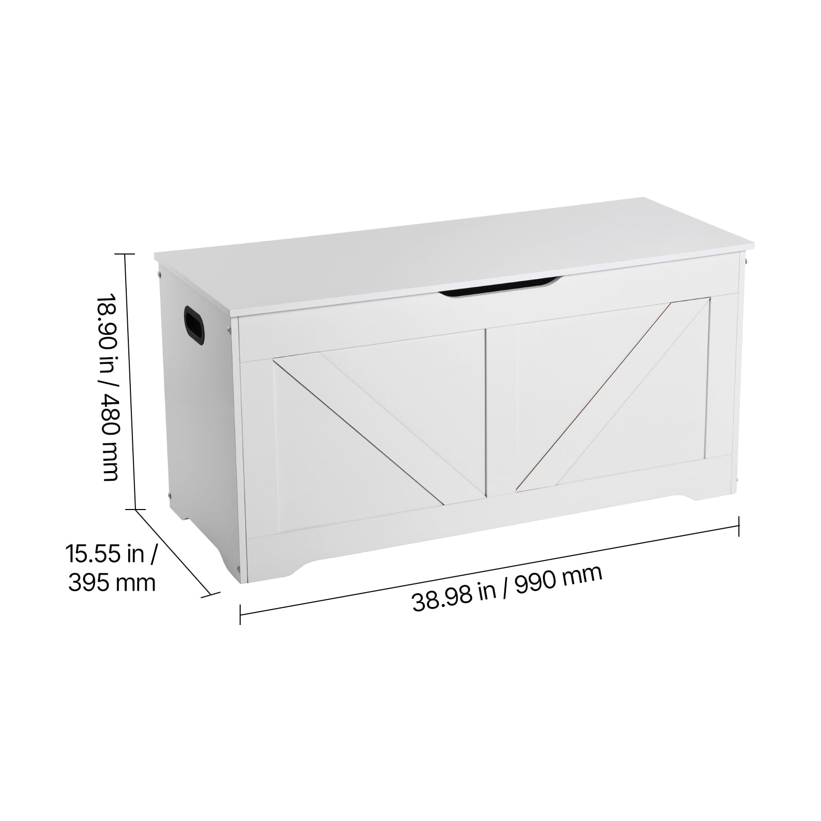 VEVOR Kids Storage Bench, Wooden Toy Box Chest, Large Storage Cabinet with Safety Hinge, Toddlers Storage Bench for Playroom, Living Room or Entryway, Easy Assembly, 38.98 x 15.55 x 18.9 in, White