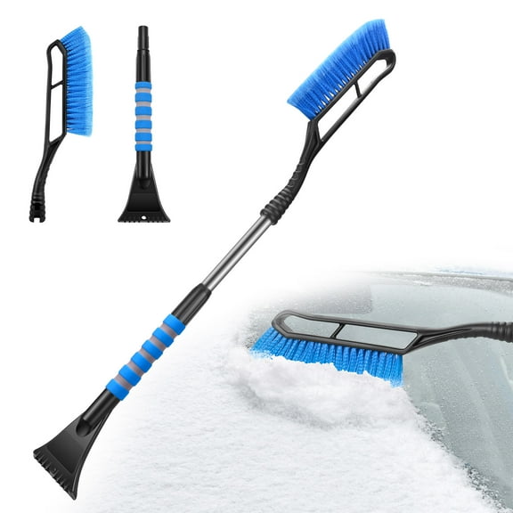 MMOBIEL Snow Brush and Ice Scraper for Car Windshield Essential Automotive Exterior Accessory, Winter Car Gadget – Detachable Universal Vehicle Snow Scraper – Durable Ergonomic Grip – Blue