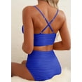 thumbnail image 6 of Olaglory Bikini Sets for Women High Waisted Tummy Control Swimsuit for Women 2 Piece Summer Beach U-Wire Cutout Popular Textured Bathing Suit for Women 2026, Blue, 6 of 7