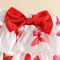thumbnail image 6 of NOLDARES Newborn Baby Girl Romper 3Pcs Clothing Set Jumpsuit Ruffle Trim Short Sleeve Shorts Bow Headband Summer Outfits(Red,3-6 M), 6 of 7
