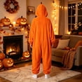 thumbnail image 5 of Onesie Halloween Hooded Pajamas For Women, Winter Fleece Warm Long Sleeve Pumpkin Printed Loungewear Jumpsuit, S-XXL, 5 of 6