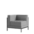 thumbnail image 2 of BizChair Hercules Imagination Series Contemporary Gray Leathersoft Left Corner Chair with Encasing Frame, 2 of 9