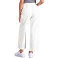 thumbnail image 3 of Jeans de pierna ancha para mujer INSPIRE CHIC con cintura elástica y cordón, pantalones de mezclilla casuales con bolsillos, blancos, talla S, 3 of 5