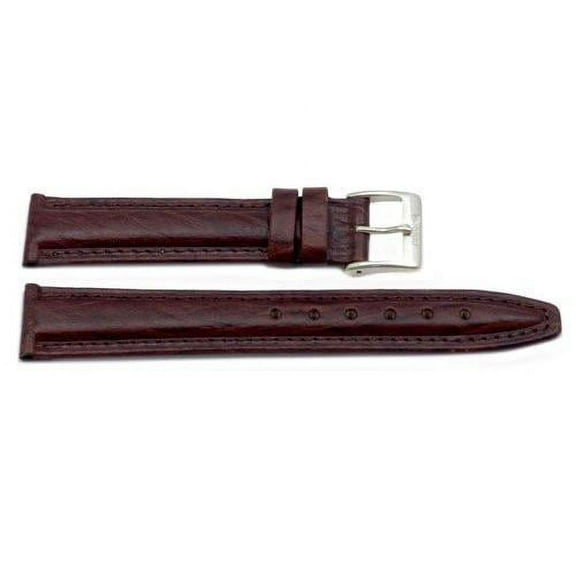 18mm Genuine Leather Textured Padded Dark Brown Watch Band