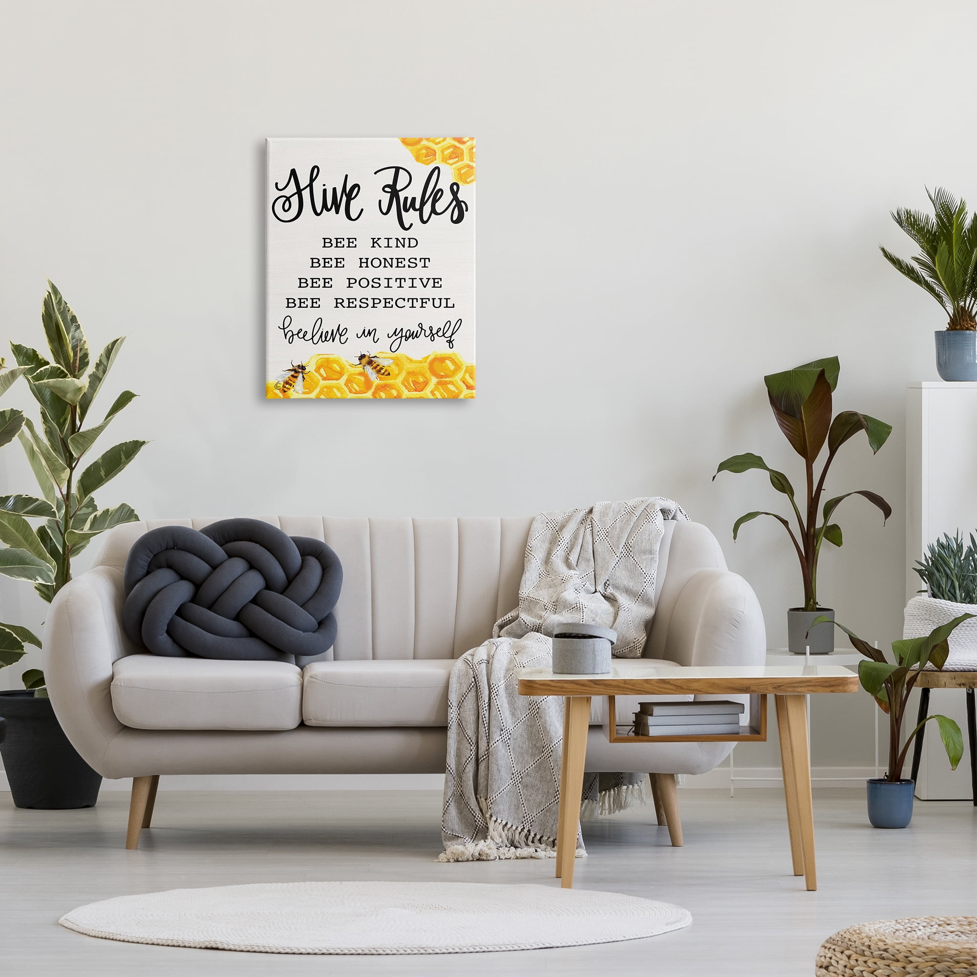 Stupell Industries Hive Rules Bee Phrase Animals & Insects Painting Gallery Wrapped Canvas Print Wall Art, 24 x 30