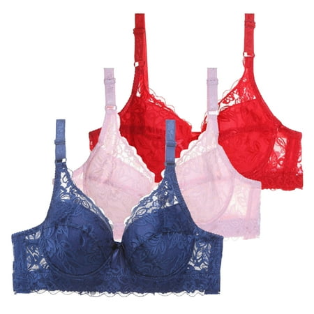 ASFGIMUJ Bras For Women Full Coverage Pack Of 3 Bras With Underwire Push Up Bra Set Sexy Bustier Sports Bra Training Bra No Underwire Support T Shirt Bra