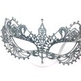 thumbnail image 4 of KAKOWELY Antifaz veneciano de encaje sexy para mujer con diamantes para fiesta de disfraces de cosplay (plateado), 4 of 4