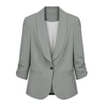 thumbnail image 3 of Grblisyd Girls Solid Color Lapel Suit Coat Button Down Half Long Seeve Blazer Jacket, 3 of 8