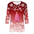 thumbnail image 5 of FDGIU Women's Christmas Graphic Tunic Tops - Soft Long Sleeve Crewneck Blouses with Xmas Tree Prints, Holiday Party Tees, 5 of 6