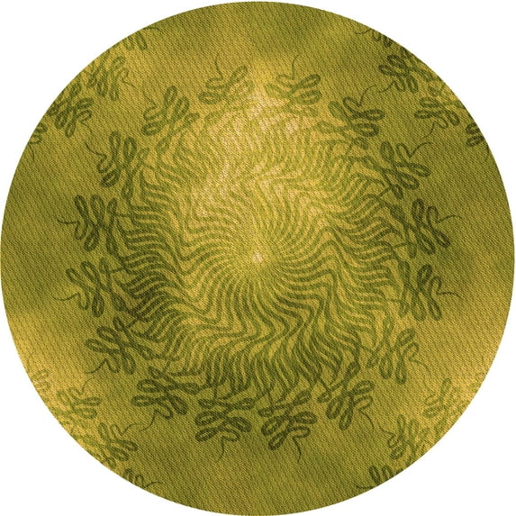 Ahgly Company Indoor Round Patterned Olive Green Area Rugs, 5' Round