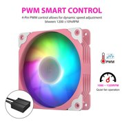 Vetroo SA-140 Pink 140mm Addressable RGB & PWM Motherboard Sync Computer PC Cooling Fans with Controller Low Noise High Performance 4-Pin 1200 RPM Hydraulic Bearing