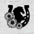 thumbnail image 4 of Craftnamesign Sunflower Horseshoe Metal Wall Art LED Light, Floral Horse Sign Home Decor, 4 of 5