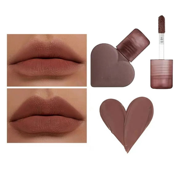 Clearance!DHALL Lip Stain,Lipstick,Love Velvet Non Stick Cup Lip Glaze Heart Shaped Air Cushion Lip Glaze Light Velvet Lipstick 2ML,Lipstick for Women