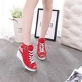 thumbnail image 5 of Women's Sneaker Shoes High Heel Fashionable Canvas Shoes High Tube Lace Up Wedge Edge Zipper Slope Angle Shoes Size 4-11, 5 of 17