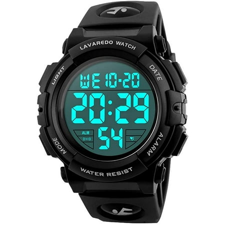 A ALPS Unisex Kids Digital Watches Sport Waterproof Outdoor Watches with Luminous Stopwatch Child Wristwatch Gift for Boys Girls Black