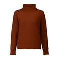 thumbnail image 4 of Yigetop Chunky Sweater Women, Womens Turtleneck Sweater for Women Casual Sleeve Drop Shoulder Knit Jumper Trendy Fall Loose Thin Pullover Cozy Sweaters for Women Brown M, 4 of 8
