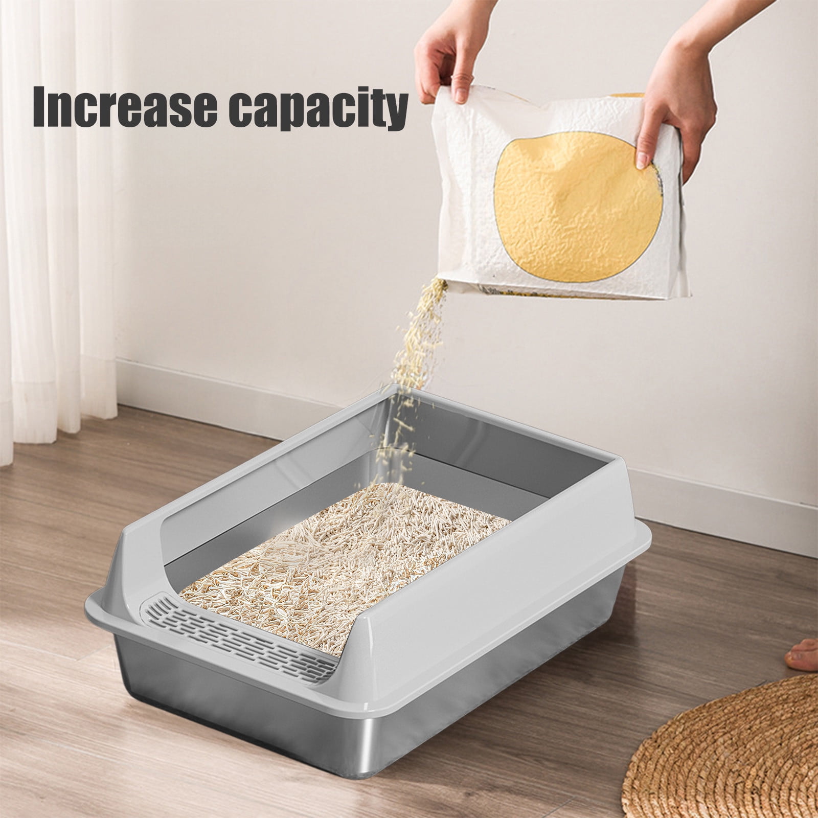 Miogawg Stainless Steel Litter Box, Metal Litter Pan High Sided, Leak-Proof, Easy To Clean, Scoop Included