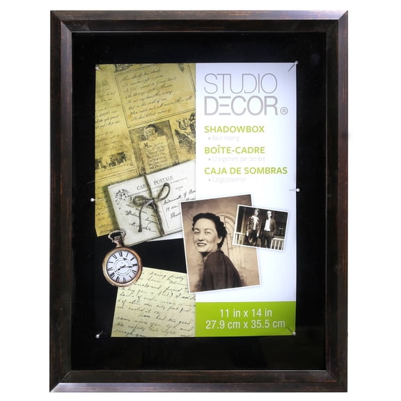 11" x 14" Bronze Shadow Box by Studio Decor - Easy Back Loading Frame with Velour Backing - Includes Pre-attached Hanging Hardware - 1 Pack