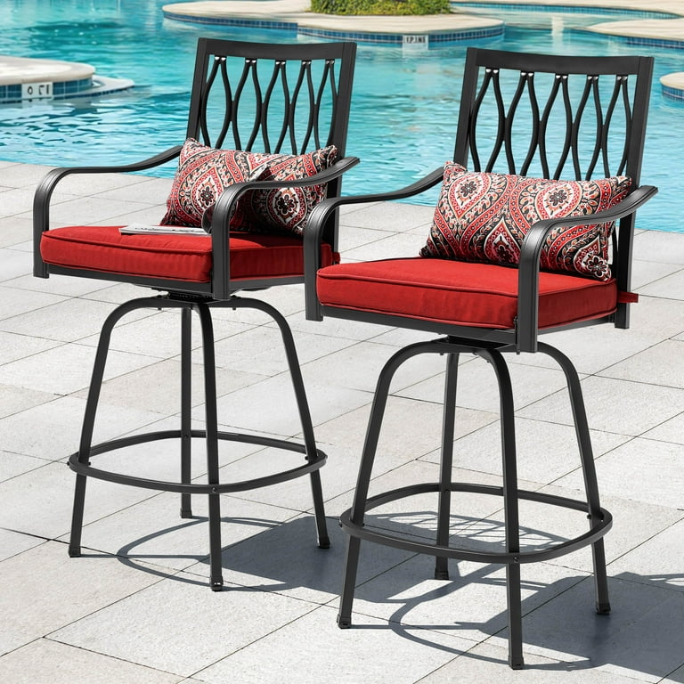 Nuu Garden 2-Piece Outdoor Patio Swivel Bar Stools, All-Weather