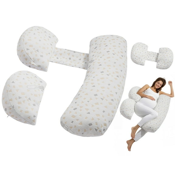 KFFKFF Pregnancy Pillow, Modifiable Expectant Female Cushion, Plush Gestation Full Body Cushion with Detachable & Launderable Cover for Rear Abdomen Hip Reinforcement, Compact and Movable