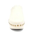 thumbnail image 3 of XYD Women Closed Rounded Toe Slip-on Mules Mid Chunky Heel Stylish Studs Scalloped Edge Platform Casual Dress Shoes Size 7 Ivory, 3 of 4