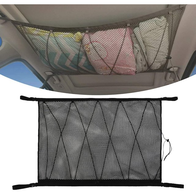 ZHAOCHENG Red de almacenamiento para coche, bolsa universal para techo de coche con cremallera (90 x 65 cm)