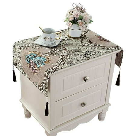 

Rectangular Tablecloth European Style Jacquard Tablecloth With Tassel Dustproof Cloth For Coffee Table Shoe Cabinet Bedside Table Party-AI-45*80cm