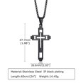 thumbnail image 2 of PAMTIER Unisex Stainless Steel Personality Hip Hop Creative Cutout Openwork Cross Pendant Amulet Crucifix Necklace Simple Jewelry Black Free Chain, 2 of 6