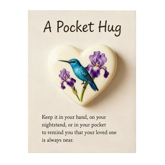 Luoshdecor Pocket Hug Heart Greeting Cards,Flower Hummingbird Theme Gift Card,for Women Men and Thinking of You
