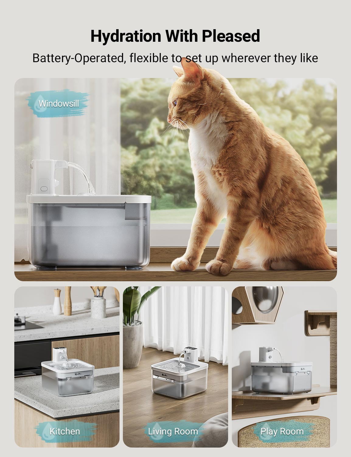 DownyPaws Wireless Cat Water Fountain White