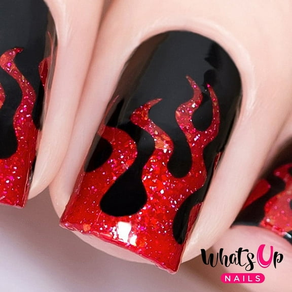 Whats Up Nails - Fire Vinyl Stencils Nail Art Design