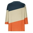 thumbnail image 4 of Ounisa Women's Color Block Tops Casual 3/4 Sleeve Tunic Button Up Clothes V Neck Pullover Loose Shirts, 4 of 5