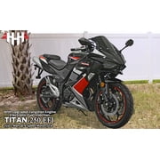 HHH Fully Assembled and Tested Upgraded Titan 250 EFI Motorcycle Scooter for Adults 250cc Bike Manual 6 Speed 17 inch Wheels ( Blue )