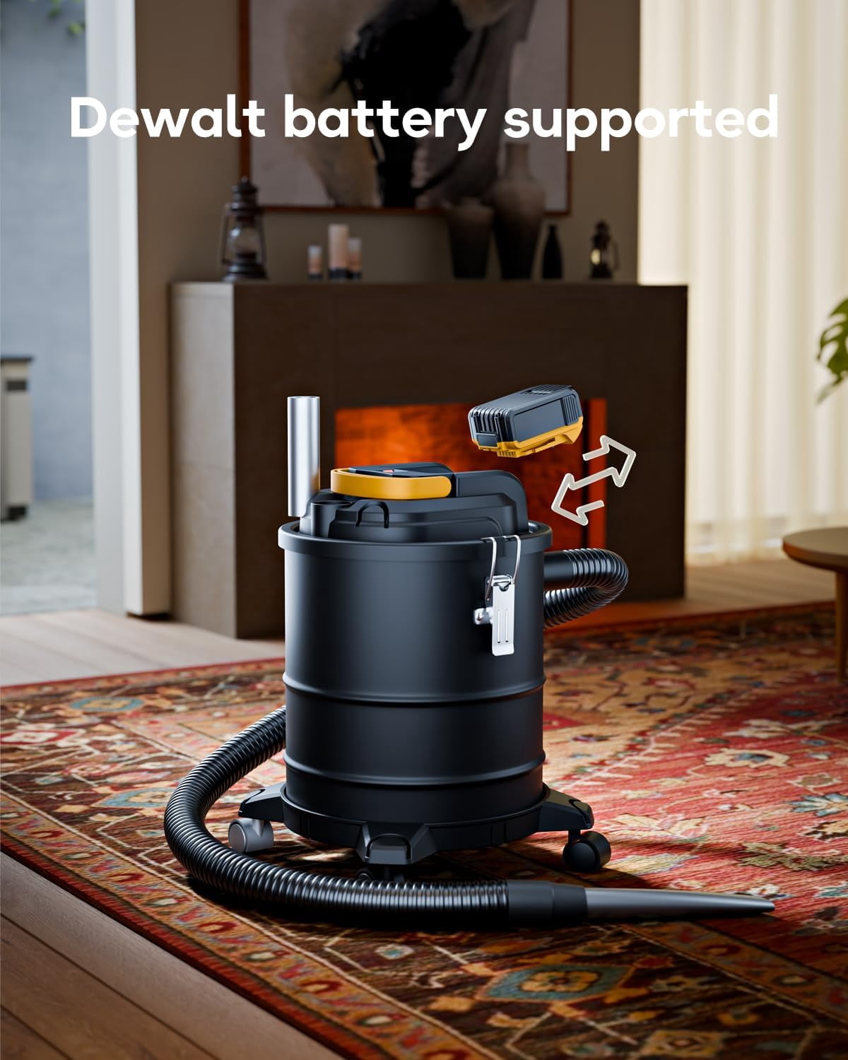 20V Cordless 4 Gallon Ash Vacuum Cleaner, for Dewalt 20V Max Battery, Portable Bbq Fireplace Vacuum (Bare Tool)