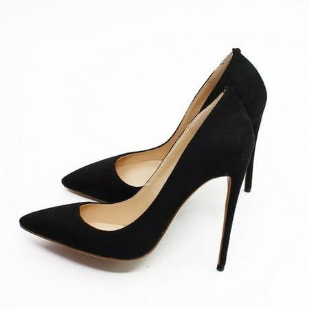 

YCNYCHCHY Spring Elegant Fashion Women Pumps Suede Leather High Heels Black Purple Pointed Toe Big Size Wedding Prom Party Shoes
