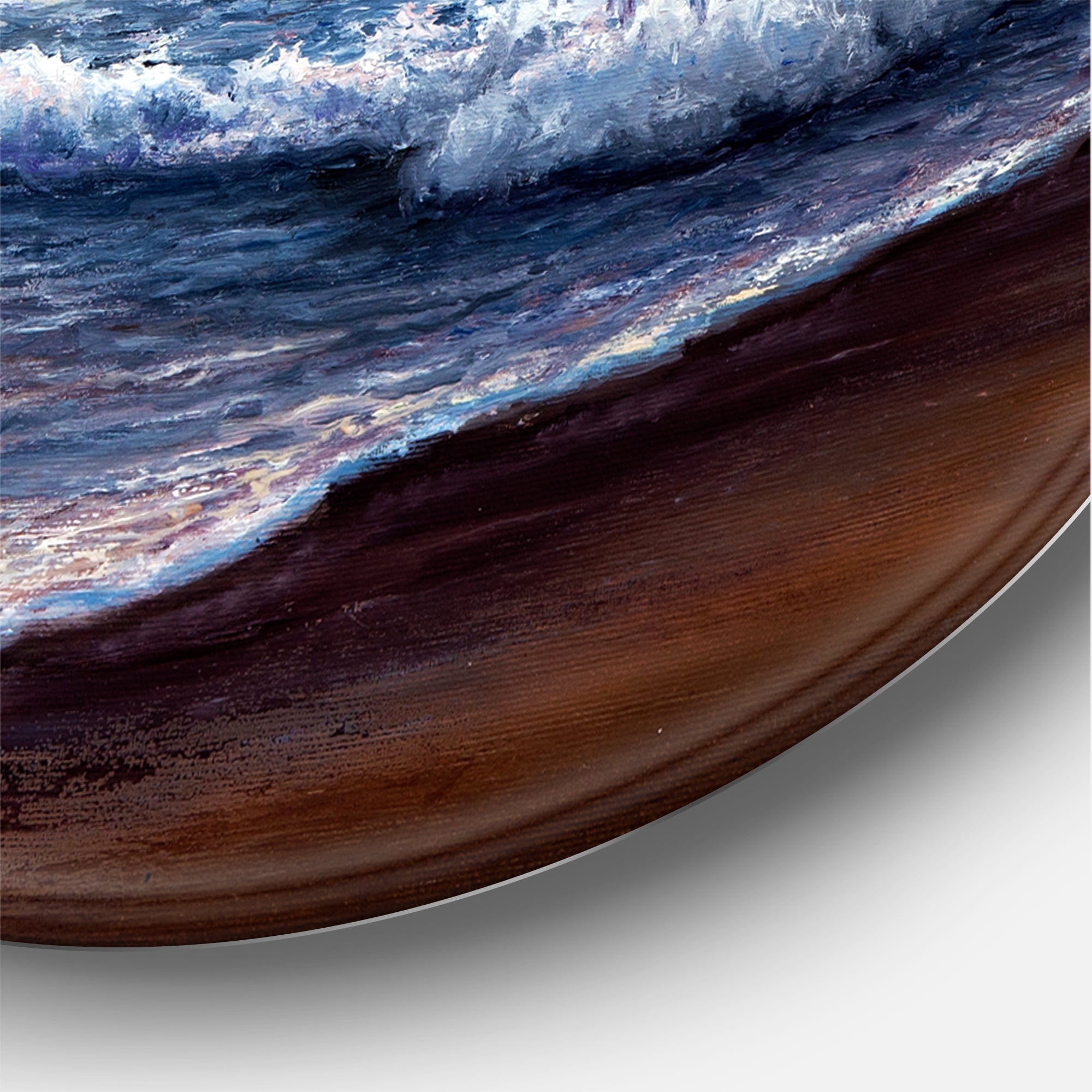 Designart 'The Blue Ocean In Sunset Evening II' Nautical & Coastal Circle Metal Wall Art 36x36 - Disc of 36