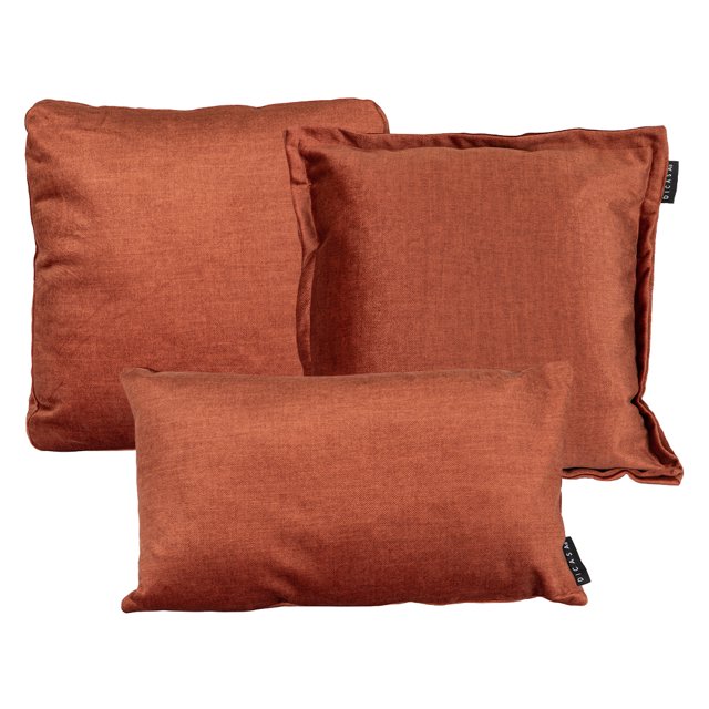 Set de 3 Cojines Kappa Zita Delta (1 Cuadrado + 1 Cuadrado Grande y 1 Rectangular) Terracota