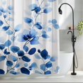 thumbnail image 2 of Watercolor Blue Leaves Fabric Shower Curtain Simple Style Washable Shower Curtains for Bathroom, Waterproof Bath Curtain with Hooks Home Decor 72x72in, 2 of 8
