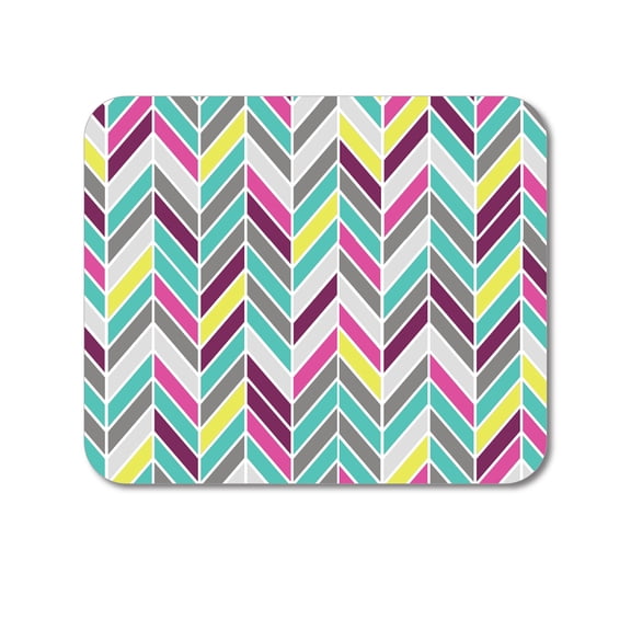 DistinctInk Mouse Pad - 1/4" Foam Rubber - Pink Purple Teal Herringbone