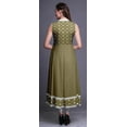 thumbnail image 4 of Bimba Olive Green3 Geometric Anarkali Dress Mandarin Collar Sleeveless Kurtis for Women Print Maxi Dress XXX-Large, 4 of 6