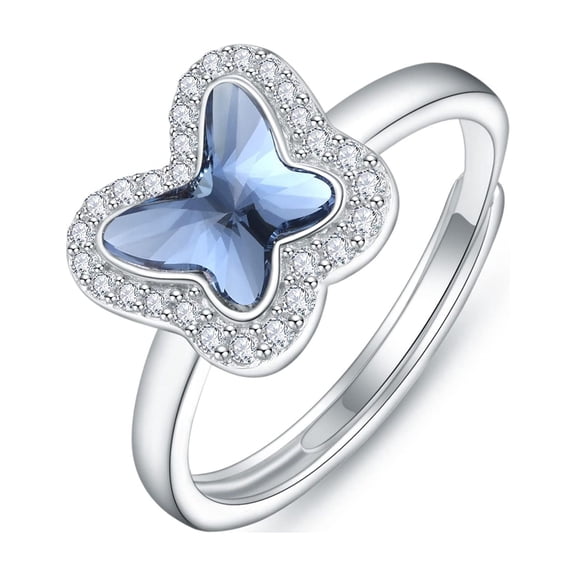 TANGPOET Stocking Stuffers for Women Butterfly Rings for Women Sterling Silver Butterfly Adjustable Rings Cute Animal Jewelry Anniversary Everyday Birthday Gift for Wife Her Mom