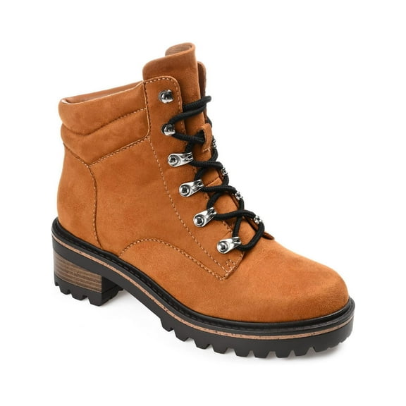 Journee Collection Womens Nyia Faux Leather Lugged Sole Hiking Boots