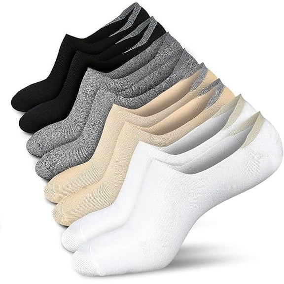 Nvzi-c 4 pairs of No Show Socks Womens - Non Slip Low Cut Ankle - Invisible Liner Socks for Casual & Formal Wear - Soft & Stretchable,4 colors,M(size:5-9)